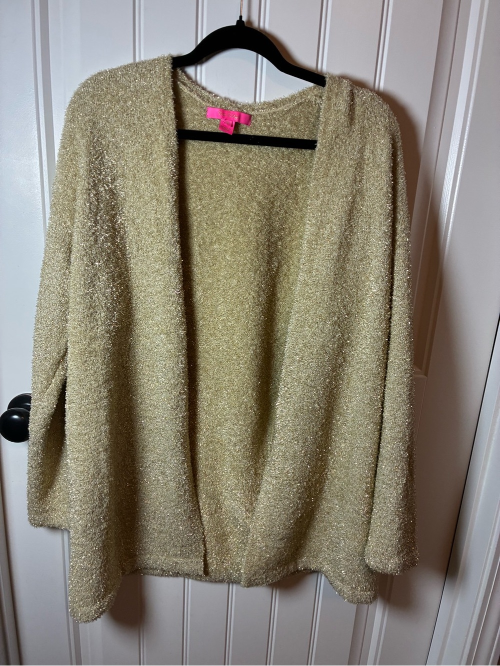 Lilly Pulitzer Gold Sparkle Open-Front Cardigan